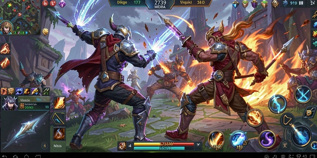 Screenshot gameplay <strong>2739</strong> yang menampilkan aksi seru di arena MOBA.
