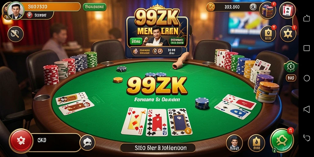 Tampilan permainan poker yang mendebarkan di 99ZK.