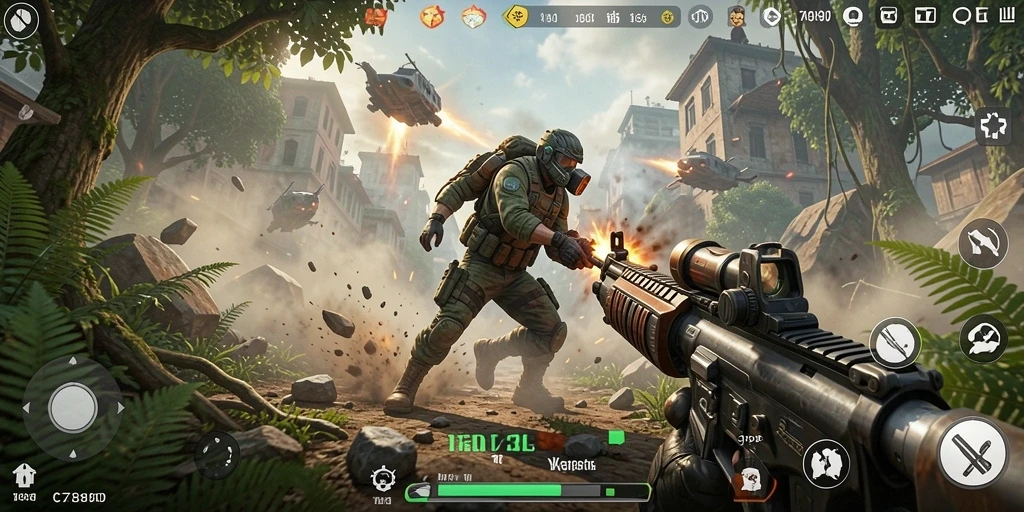 Gameplay seru C7890 dengan aksi tembak-menembak yang intens.