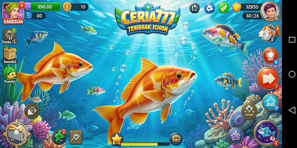 Tampilan gameplay seru dalam CERIA777, memburu ikan di lautan yang penuh tantangan.