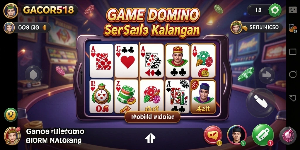 Tampilan interaktif permainan Domino GACOR518 yang mengasyikkan.
