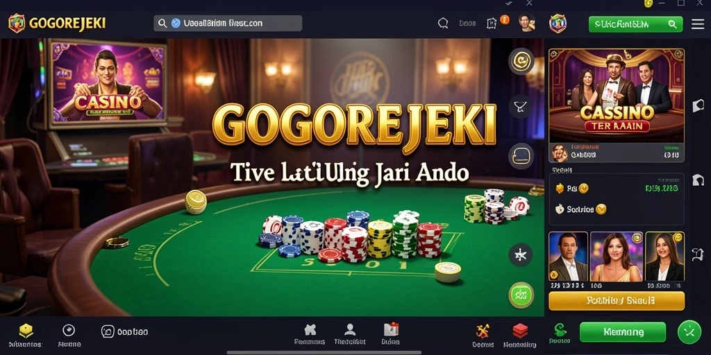 Tampilan aplikasi GOGOREJEKI dengan dealer live dan permainan menarik.