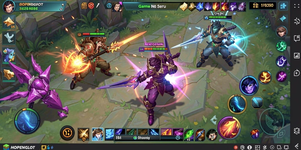 Screenshot menampilkan aksi seru gameplay HOPENGSLOT dalam arena MOBA.