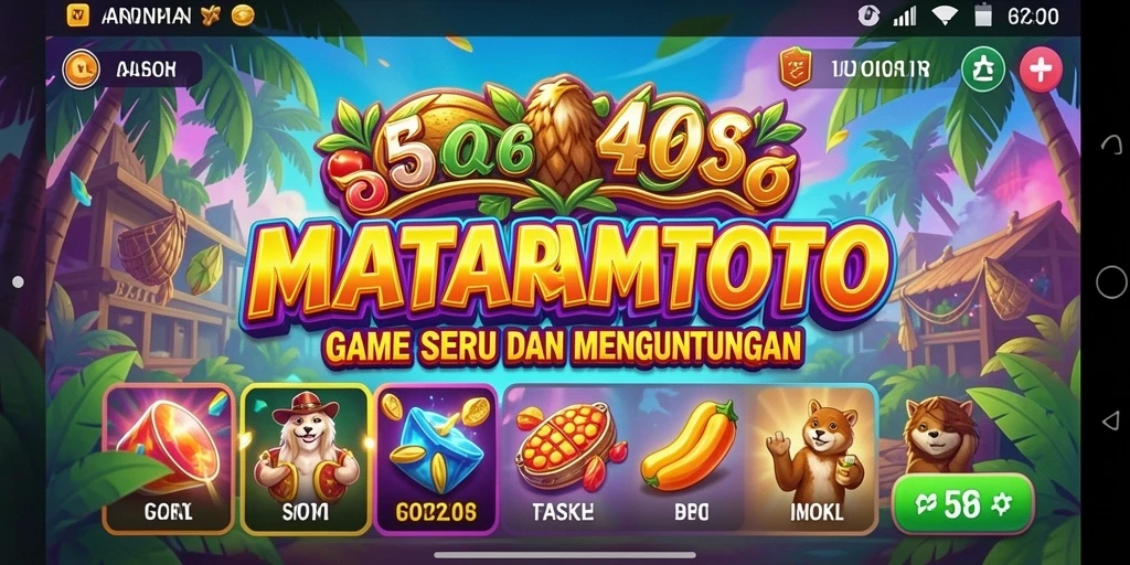 Tangkapan layar utama MATARAMTOTO menampilkan aksi seru permainan Slot.