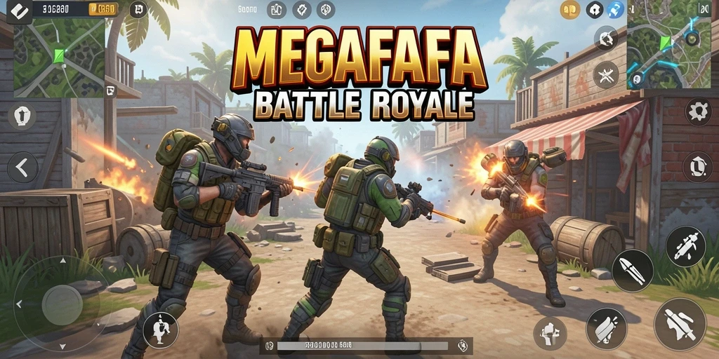 Tangkapan layar gameplay seru dari MEGAFAFA Battle Royale.