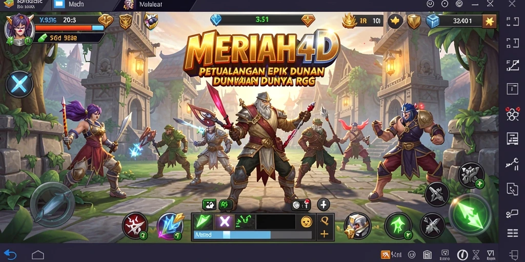 Tangkapan layar gameplay MERIAH4D yang menampilkan pertarungan seru dalam dunia RPG.