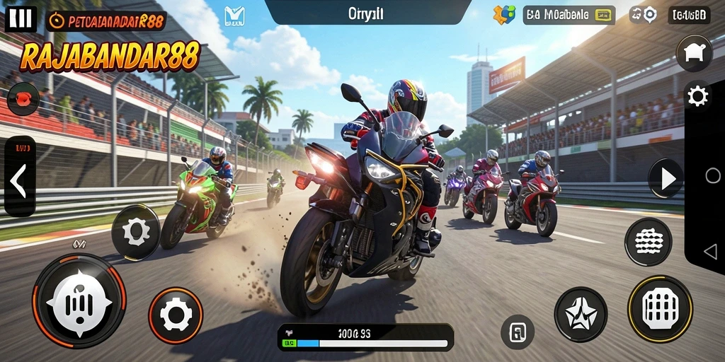 Gameplay mendebarkan dalam balap motor RAJABANDAR88 yang penuh aksi.