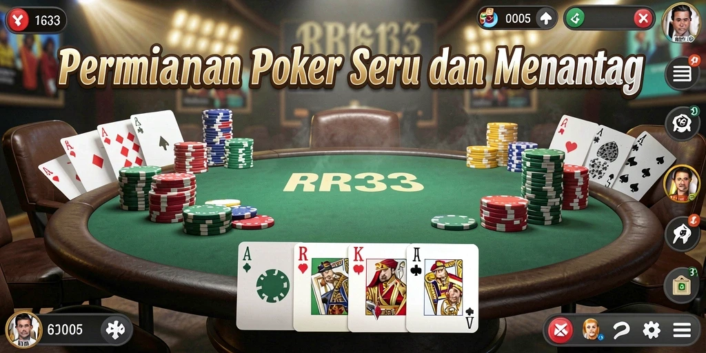 Tampilan gameplay Poker seru di aplikasi RR33.