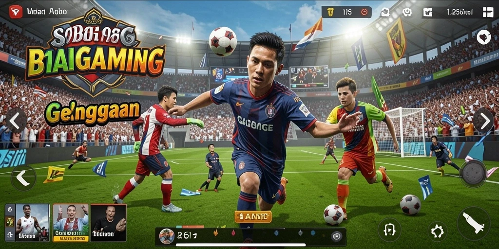 Screenshot menunjukkan momen seru di lapangan olahraga.