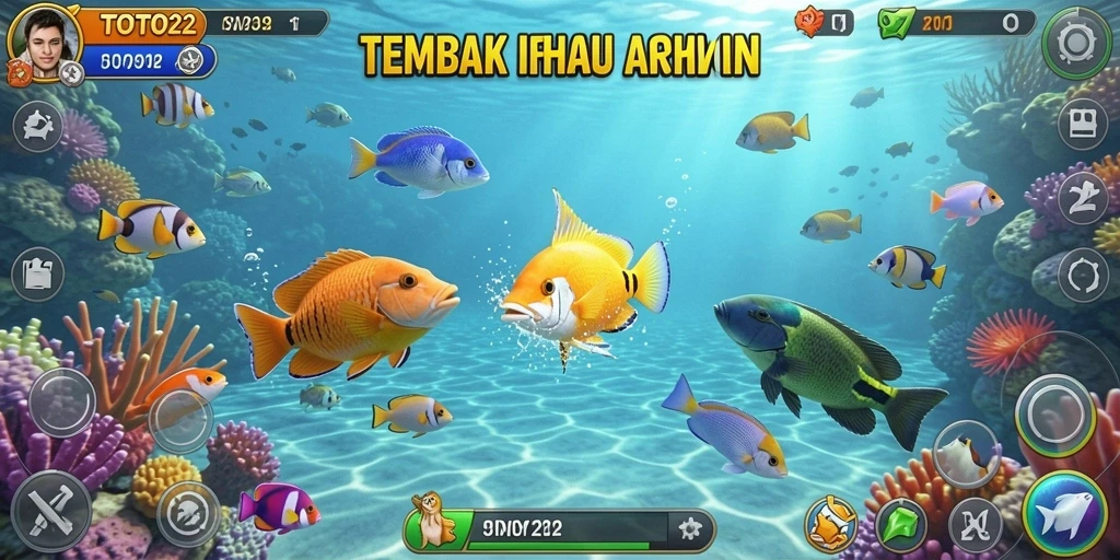 Tangkapan layar gameplay Tembak Ikan yang seru dan penuh warna.