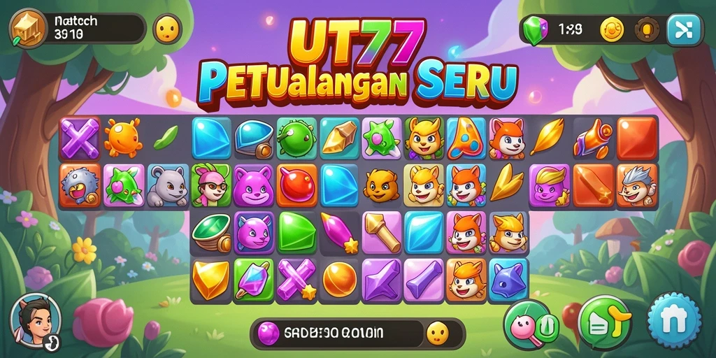 Tampilan gameplay seru dari game Match-3 UT77.